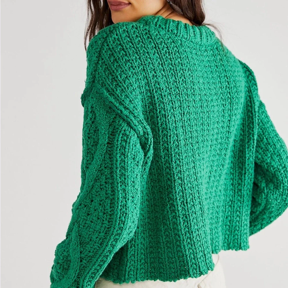 Free People Emerald Cutting Edge Cable Pullover - Picture 2 of 5